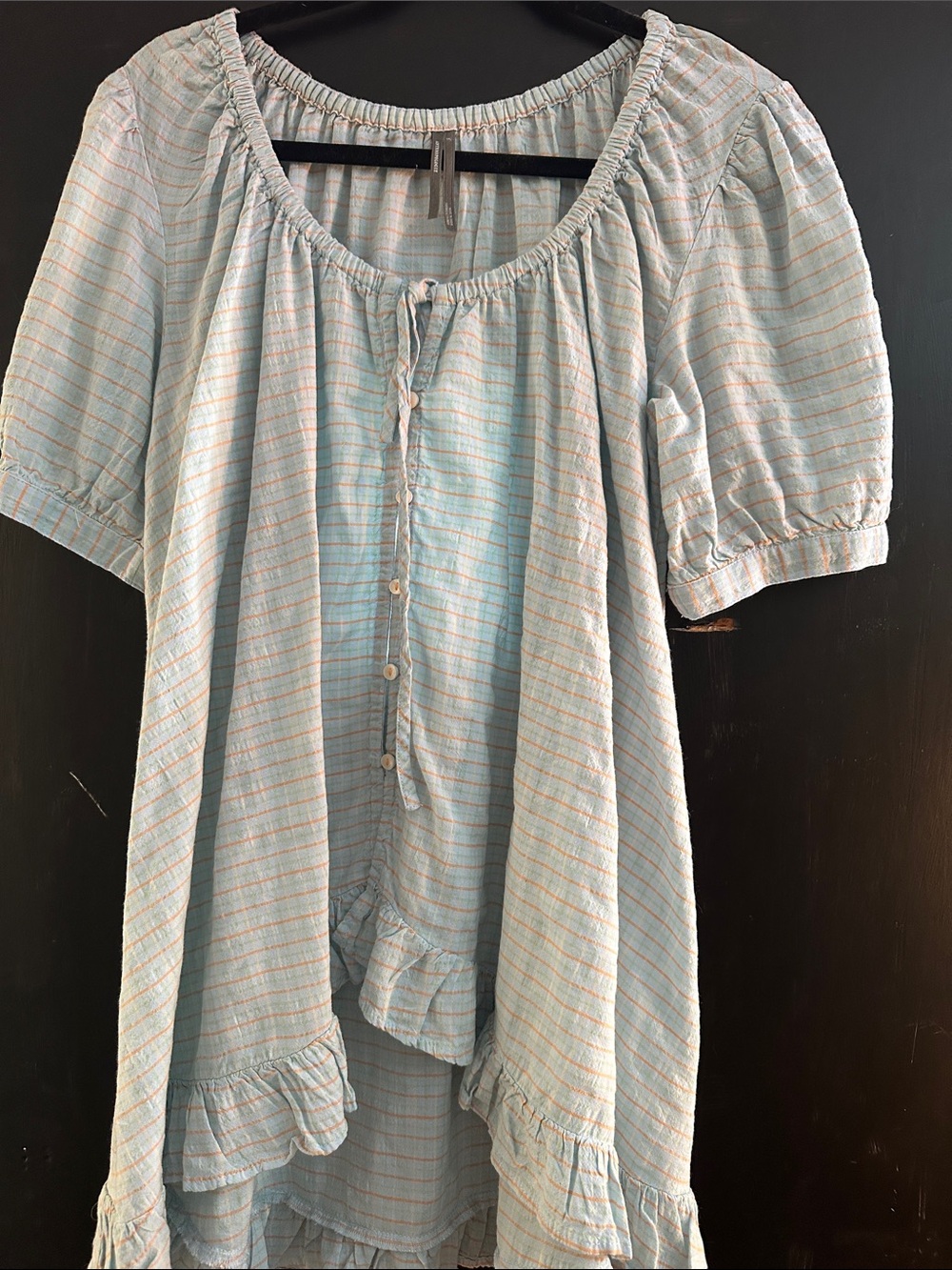 Anthropologie Light Blue Striped Peasant Tunic NWOT- washed